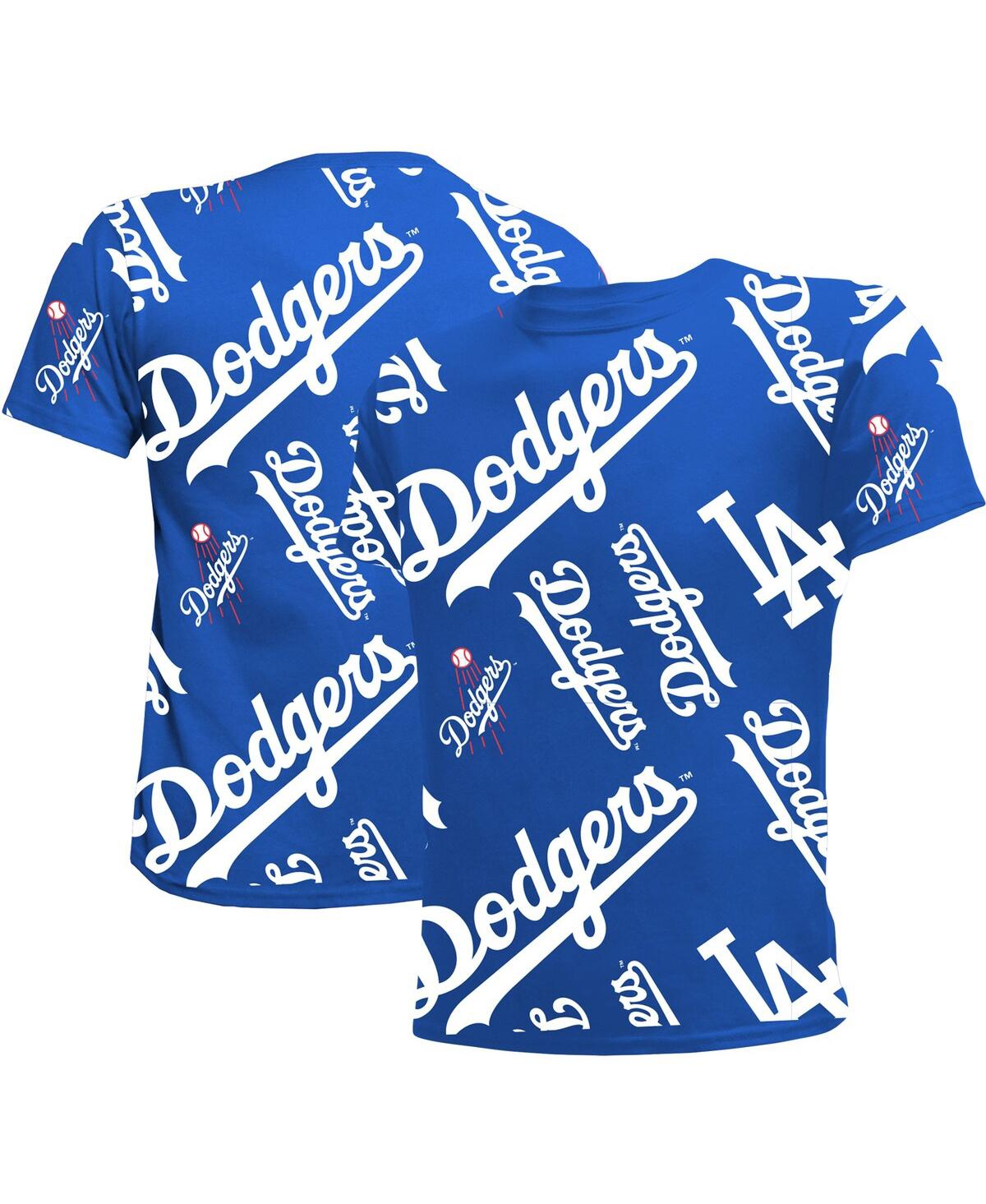 Stitches Kids' Big Boys And Girls  Royal Los Angeles Dodgers Allover Team T-shirt