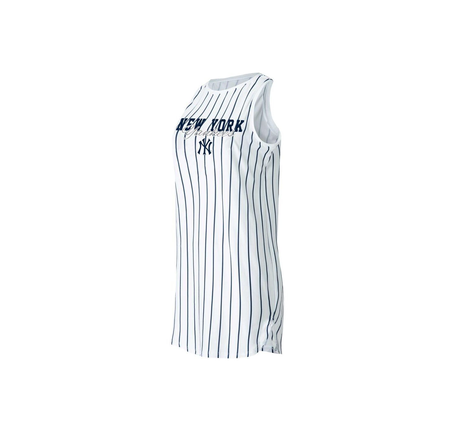 Women's White New York Yankees Reel Pinstripe Knit Sleeveless Nightshirt