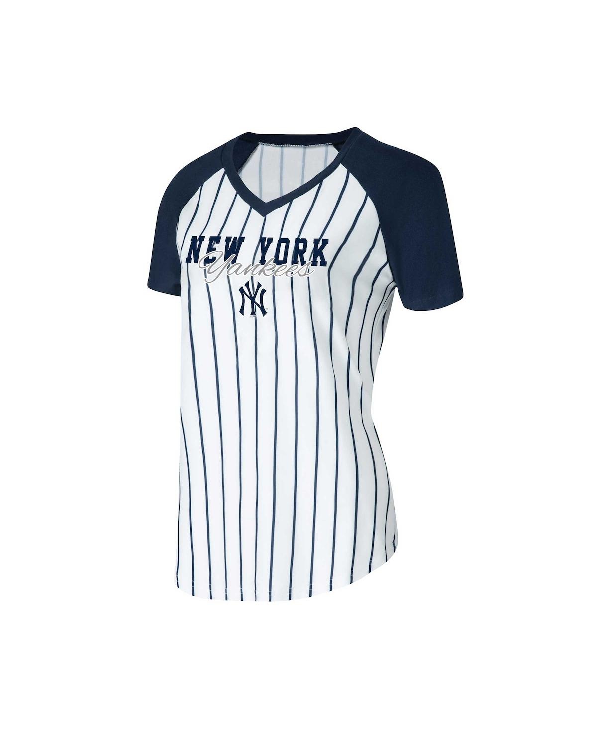 Shop Concepts Sport Women's  White New York Yankees Reel Pinstripe Nightshirt