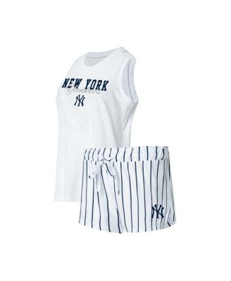 Women's Concepts Sport White New York Yankees Reel Pinstripe Tank Top & Shorts Sleep Set Size: 3XL