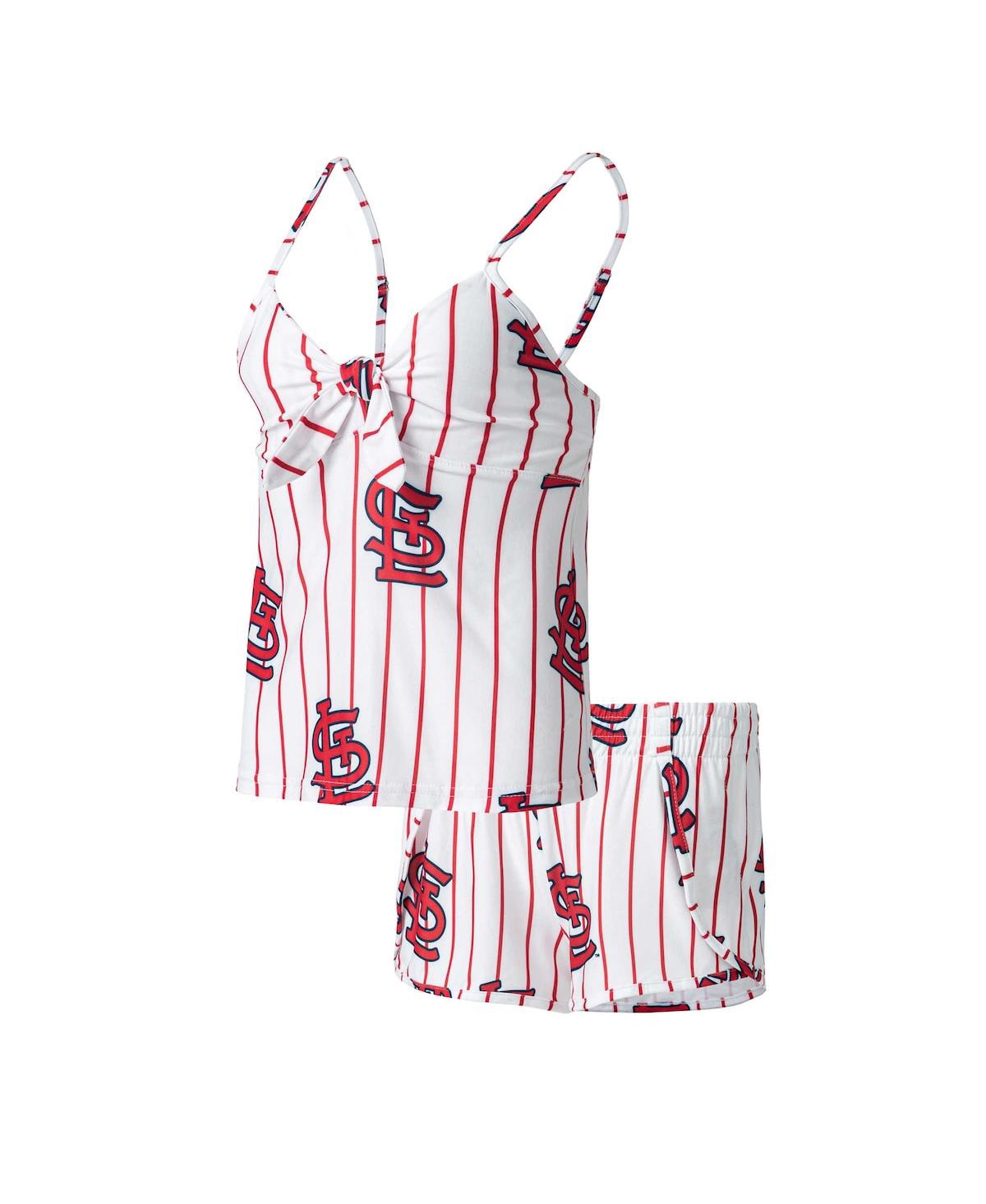 Concepts Sport Women's  White St. Louis Cardinals Reel Allover Print Tank Top And Shorts Sleep Set