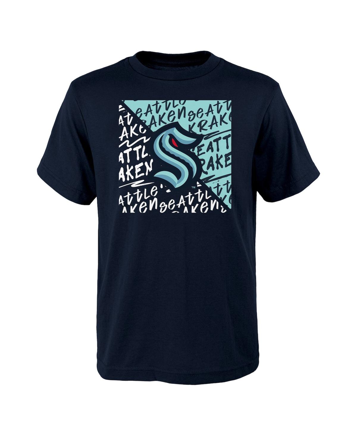 Outerstuff Kids' Big Boys And Girls Deep Sea Blue Seattle Kraken Divide T-shirt