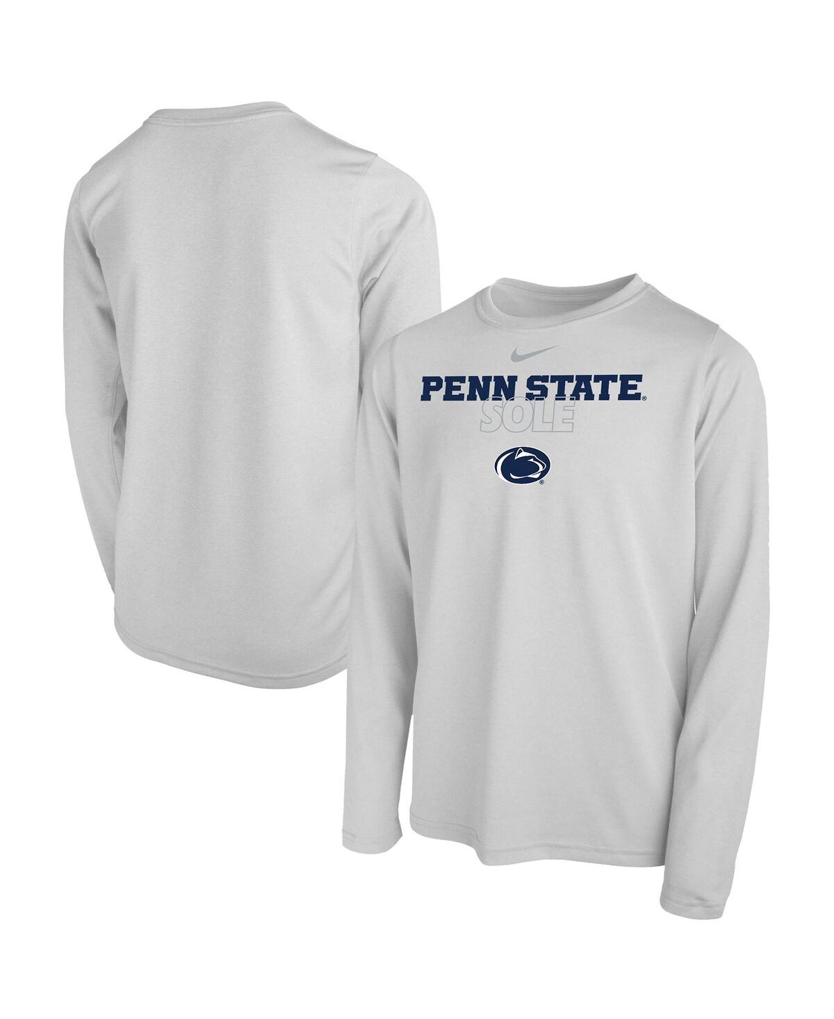 Nike Kids' Big Boys And Girls  White Penn State Nittany Lions 2023 On Court Sole Bench T-shirt