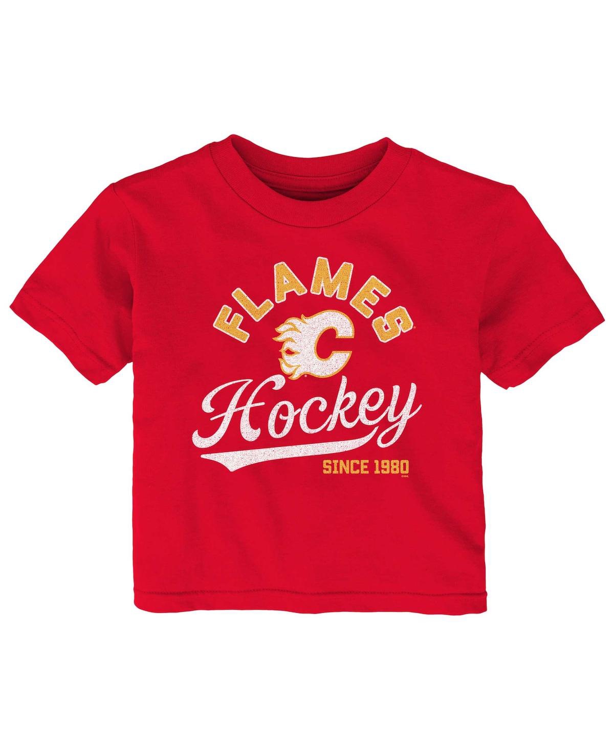 Outerstuff Babies' Infant Boys And Girls Red Calgary Flames Take The Lead T-shirt