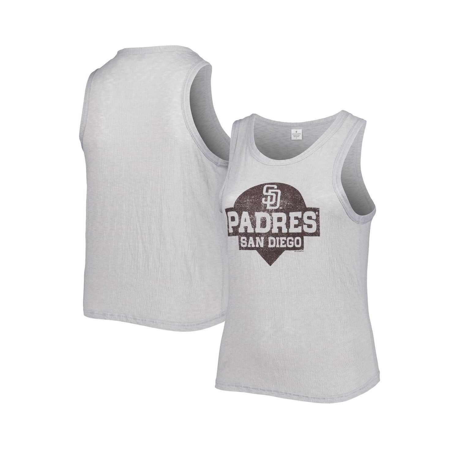 Women's Gray San Diego Padres Plus Size High Neck Tri-Blend Tank Top