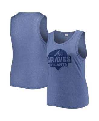 Women's Navy Atlanta Braves Plus Size High Neck Tri-Blend Tank Top
