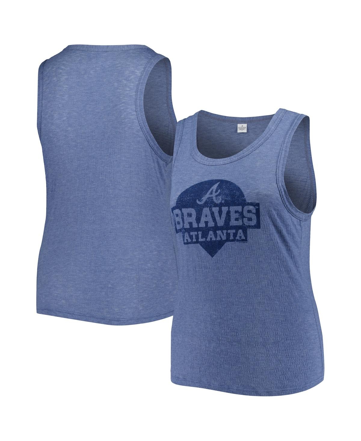 Soft As A Grape Women's  Navy Atlanta Braves Plus Size High Neck Tri-blend Tank Top In Navy