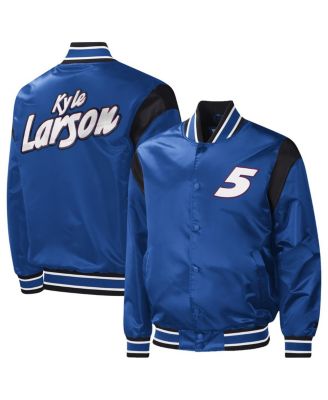Men's Royal Kyle Larson Force Play Full-Snap Varsity Jacket