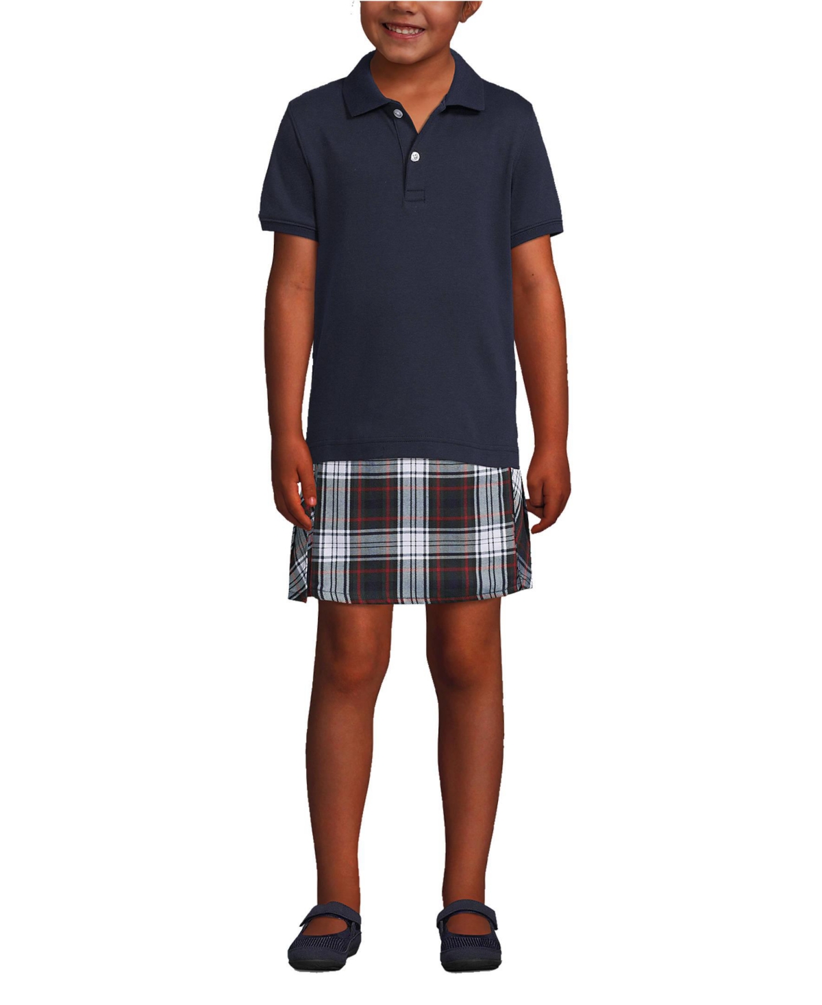 Lands' End Girls School Uniform Short Sleeve Tailored Fit Interlock Polo Shirt