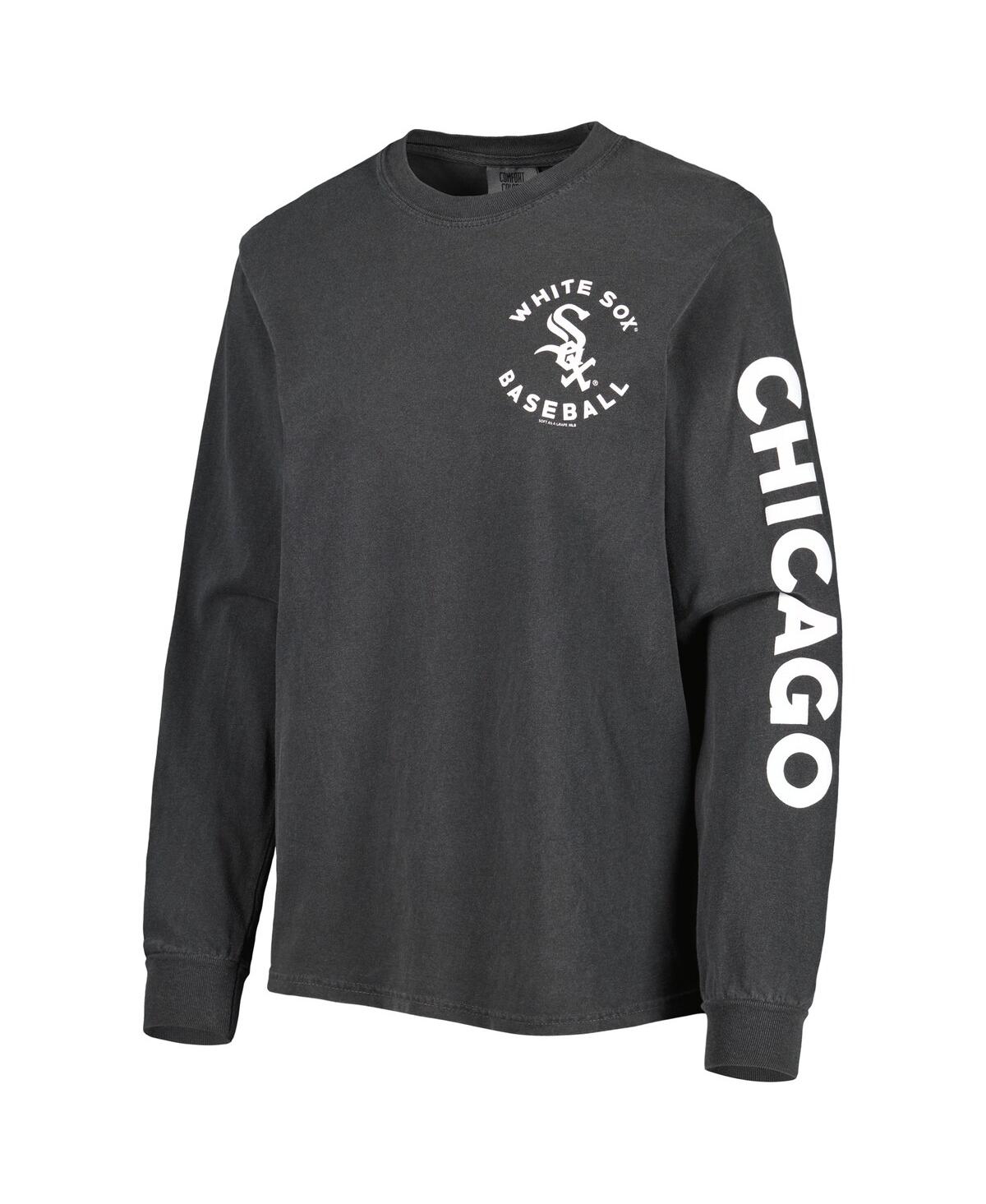 Shop Soft As A Grape Women's  Black Chicago White Sox Team Pigment Dye Long Sleeve T-shirt