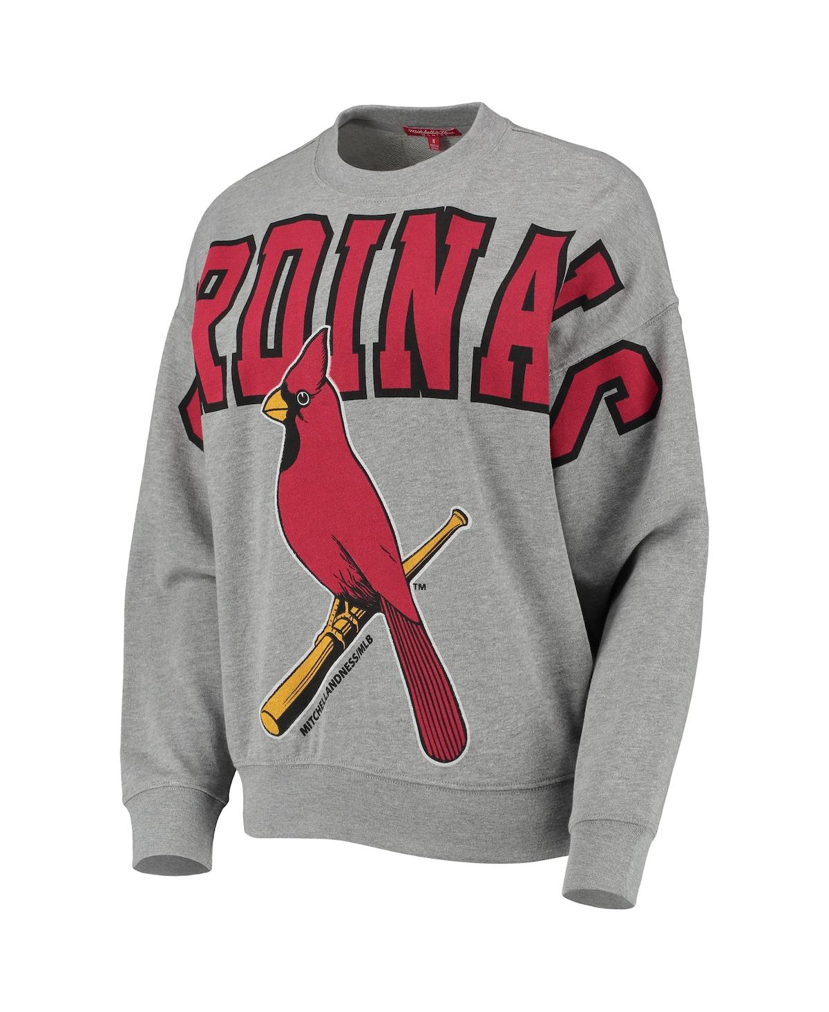 Mitchell & Ness Heathered Gray St. Louis Cardinals Cooperstown Collection Logo Lightweight Pullover In Heathered Gray