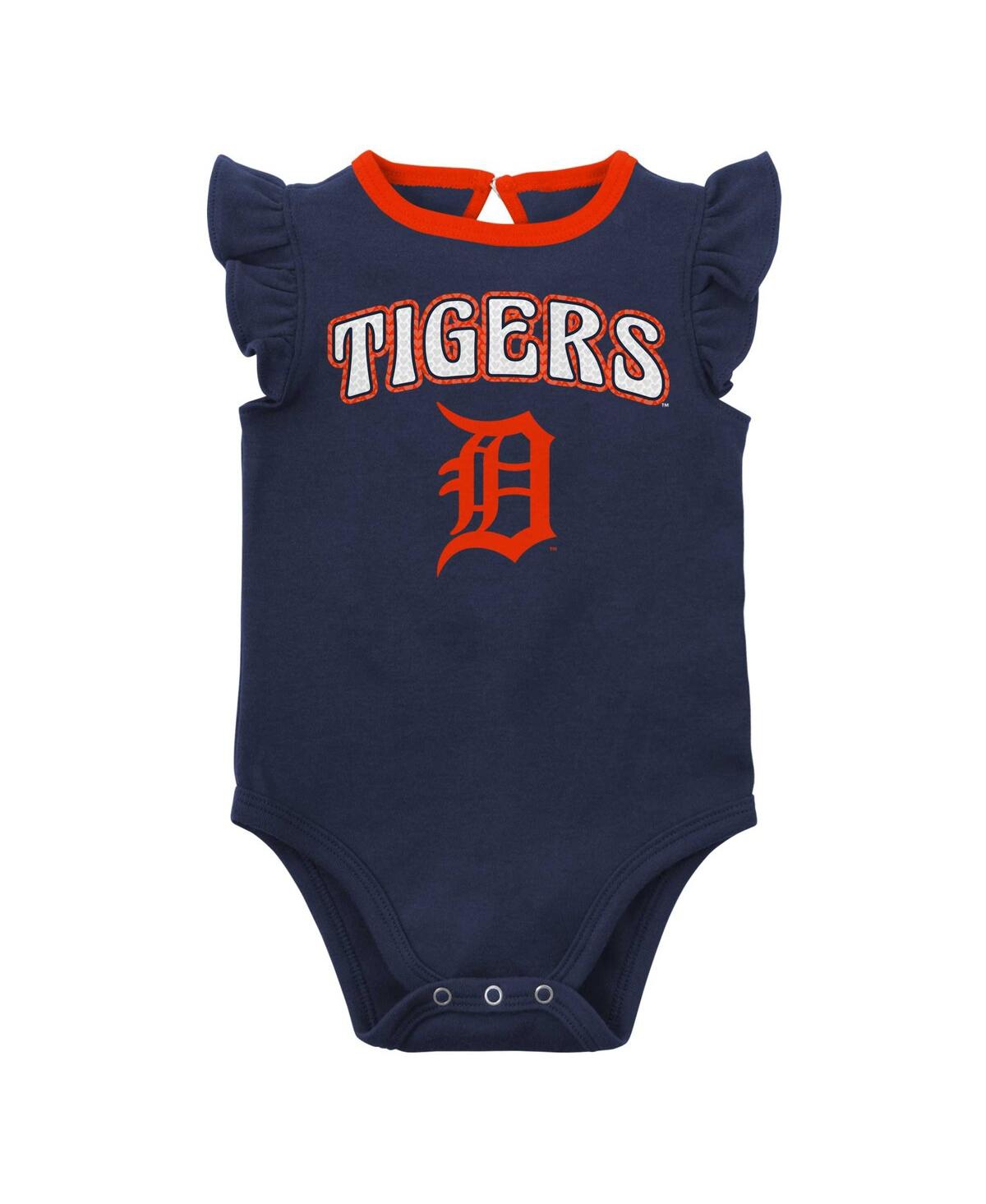 Outerstuff Newborn And Infant Boys And Girls Navy, Heather Gray Detroit Tigers Little Fan Two-pack Bodysuit Set In Navy,heather Gray
