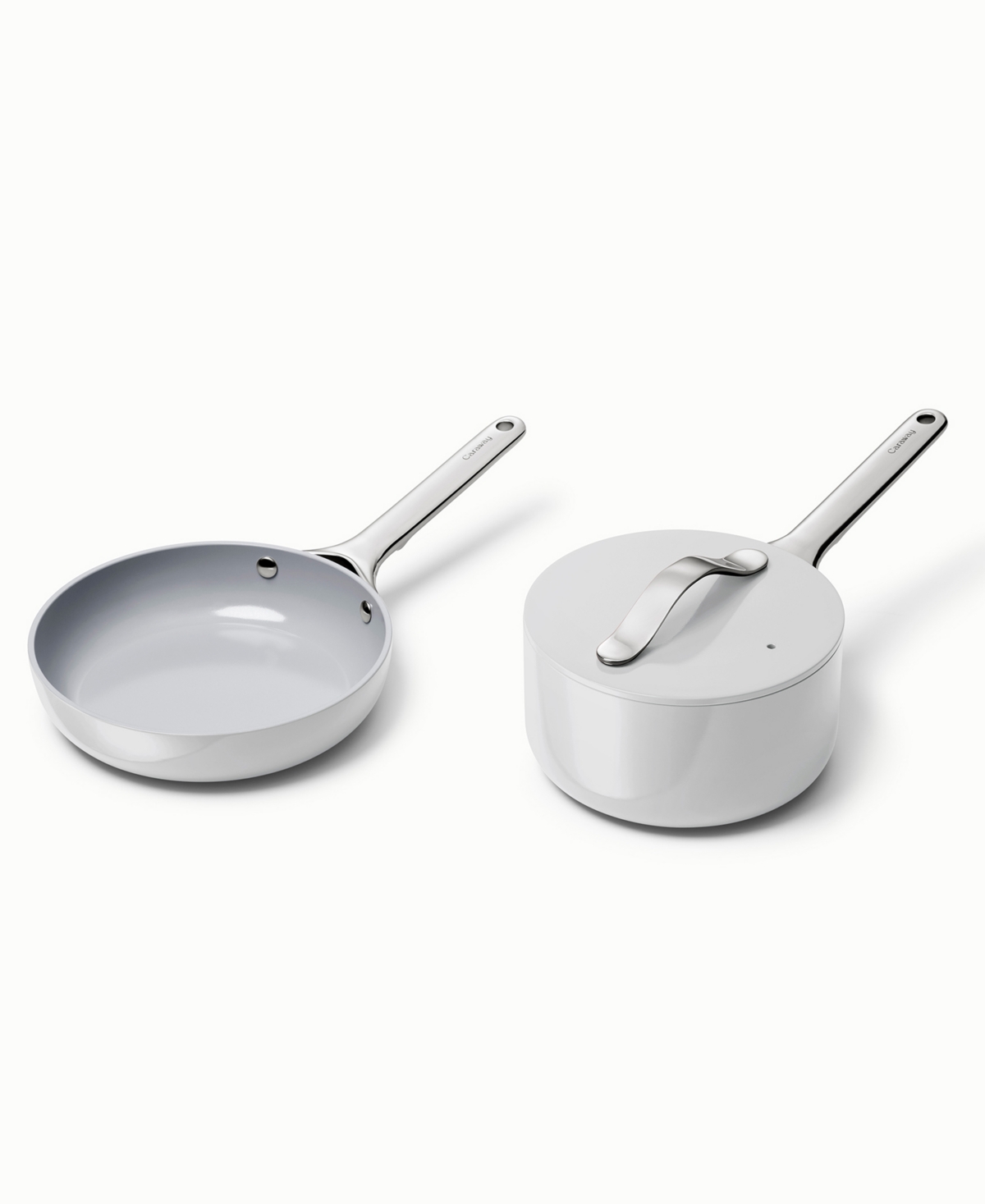 Caraway Aluminum Non-stick Ceramic 8.27" Mini Fry Pan And Mini Sauce Pan Duo In Gray