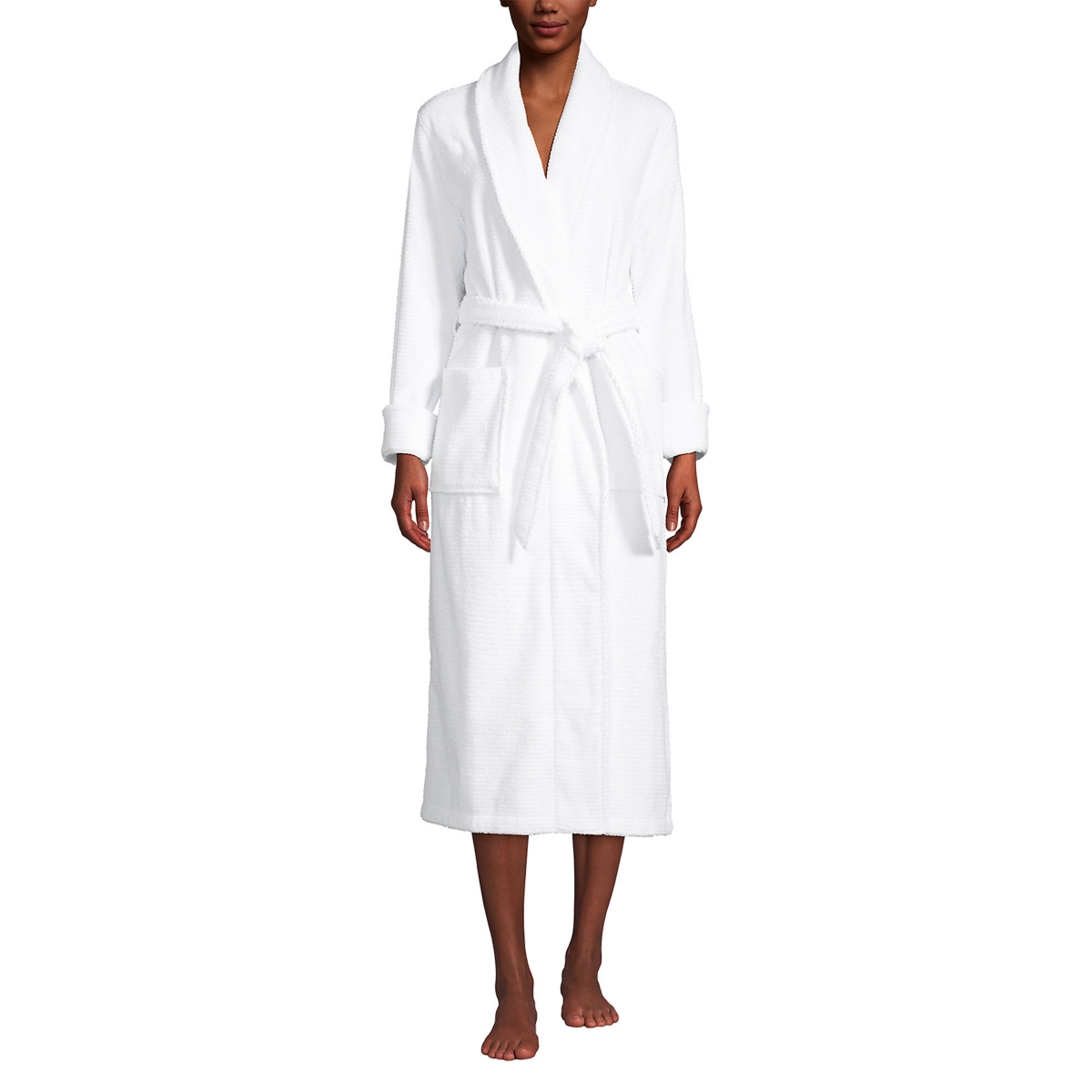 Women's Cotton Terry Long Spa Bath Robe - Deep sea navy