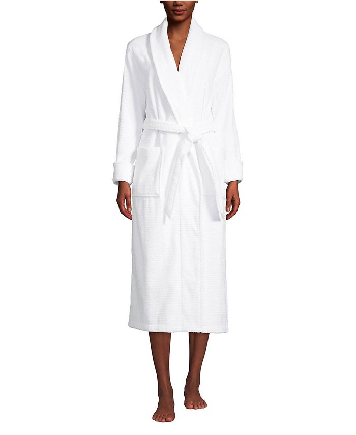 Lands' End Women's Cotton Terry Long Spa Bath Robe Macy's