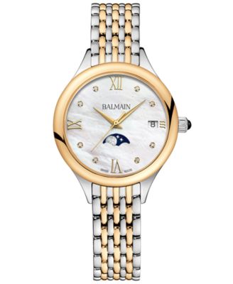 Balmain - Women's Swiss  de Balmain Moonphase Diamond Accent Two-Tone Stainless Steel Bracelet Watch 31mm