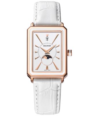 Balmain - Women's Swiss Eirini Moonphase White Leather Strap Watch 28x37mm