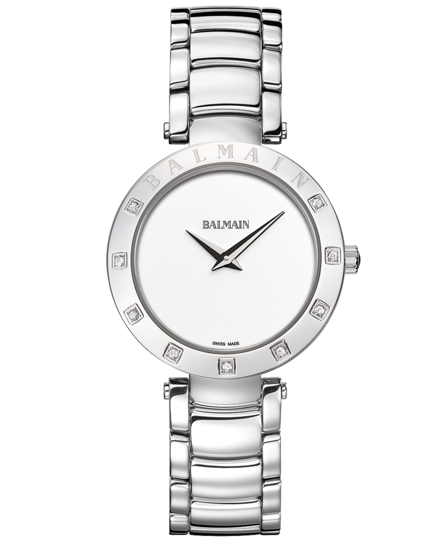 Женские часы Balmain Swiss Balmainia Bijou Diamond (1/10 ct. t.w.) Stainless Steel Bracelet Watch 33mm — фото 1