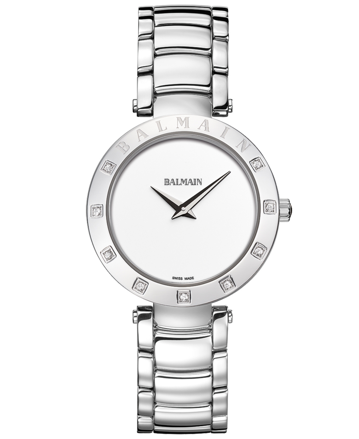 Women's Swiss Balmainia Bijou Diamond (1/10 ct. t.w.) Stainless Steel Bracelet Watch 33mm - Silver