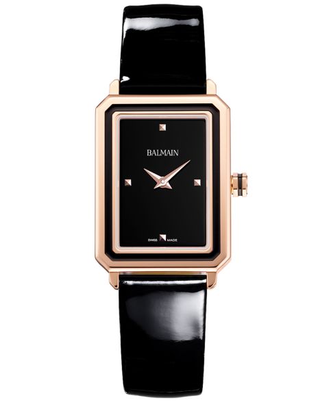 Женские часы Balmain Swiss Eirini Black Leather Strap Watch 25x33mm