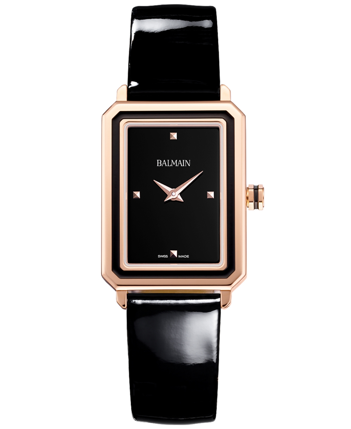 Women's Swiss Eirini Black Leather Strap Watch 25x33mm - Pink/black