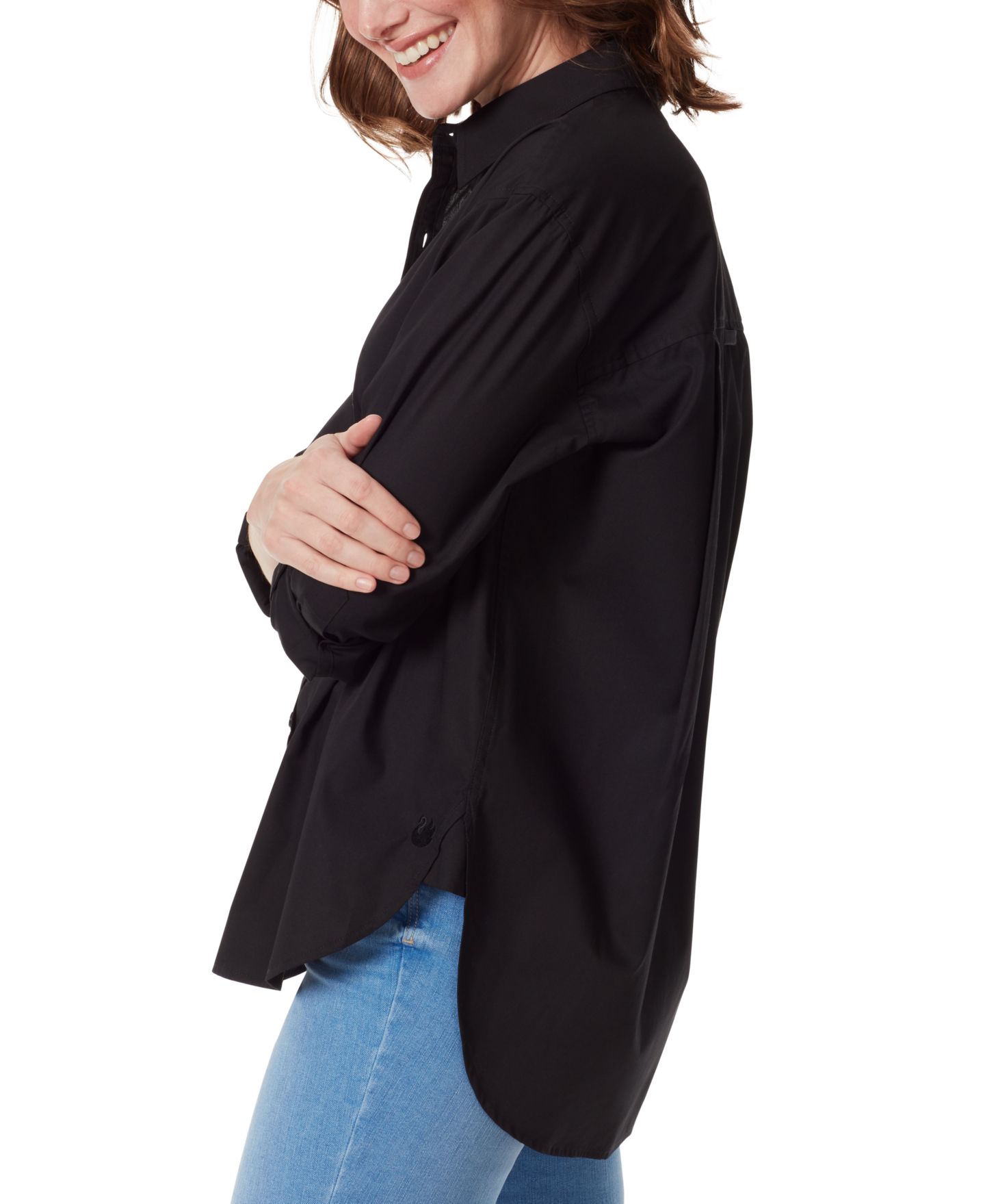 Женская рубашка Gloria Vanderbilt Amanda Button-Front, цвет: Чёрный — фото 2