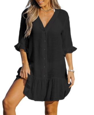 Women's Aubree Ruffled Swim Cover-Up Dress