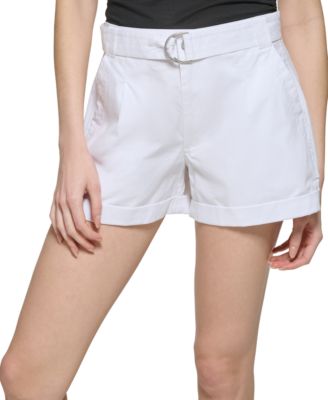 DKNY Jeans - Women's Solid Belted Cuffed Cotton Shorts