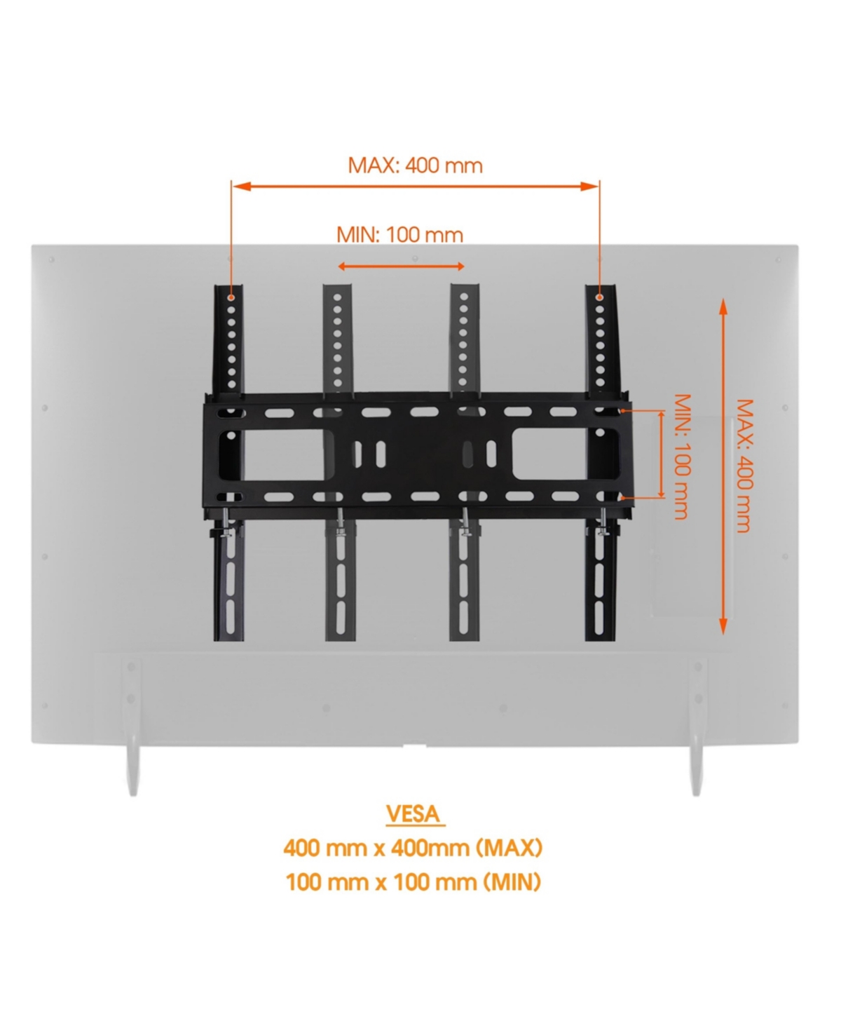 MegaMounts Heavy Duty MatteFinish Fixed Television Wall Mount for 26 - Plasma/Lcd/Led Televisions - Black