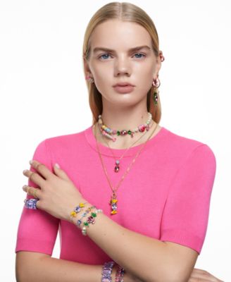 14k Rose Gold-Plated Small Pink Baguette Cubic Zirconia Hoop Earrings, 0.87"