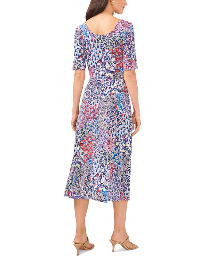 MSK Women's Scoop-Neck Printed Jersey Midi Dress - Macy's