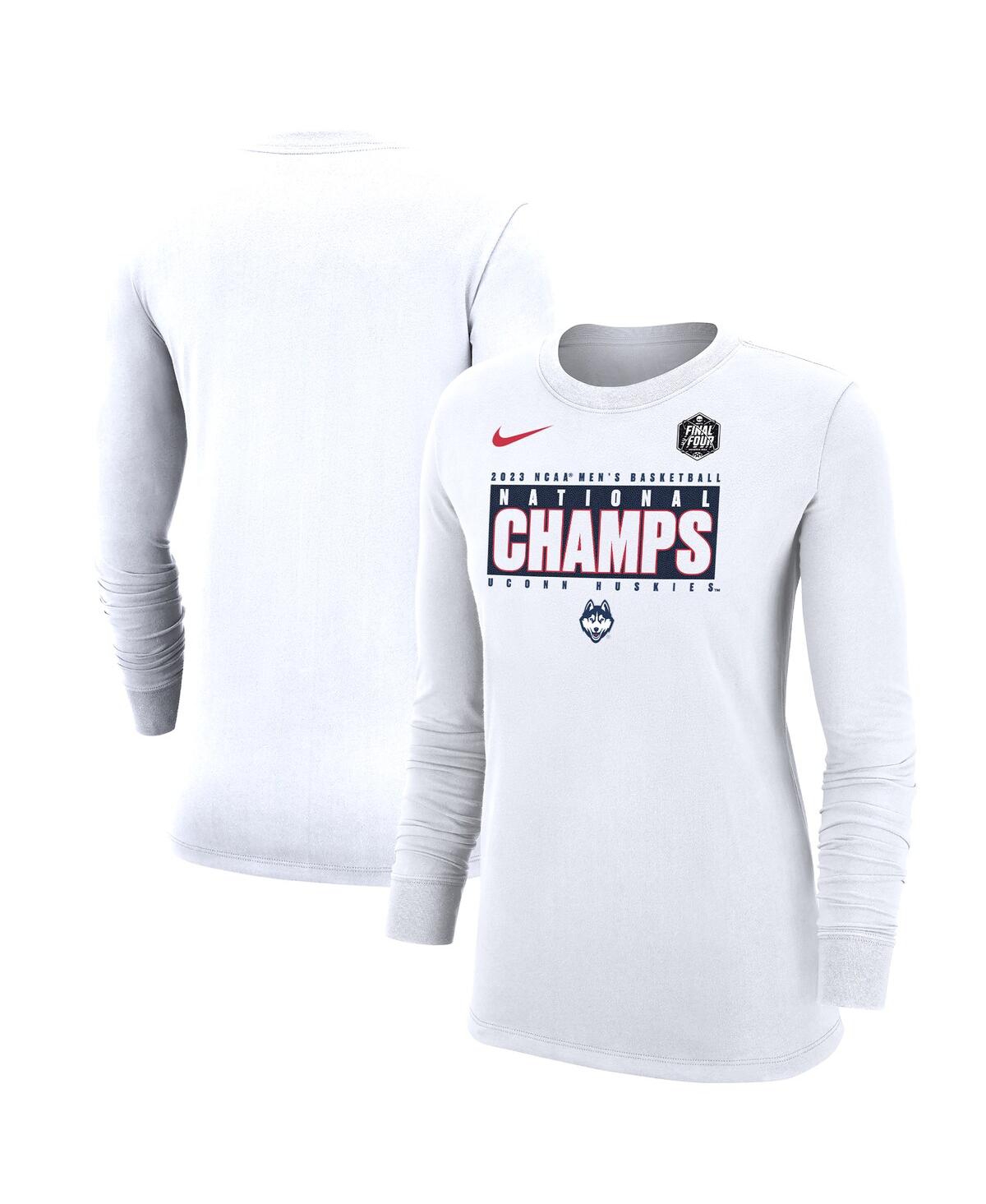 Women's NikeUConn Huskies 2023 Ncaa Men's Basketball National Champions Pebble Long Sleeve T-shirt - White