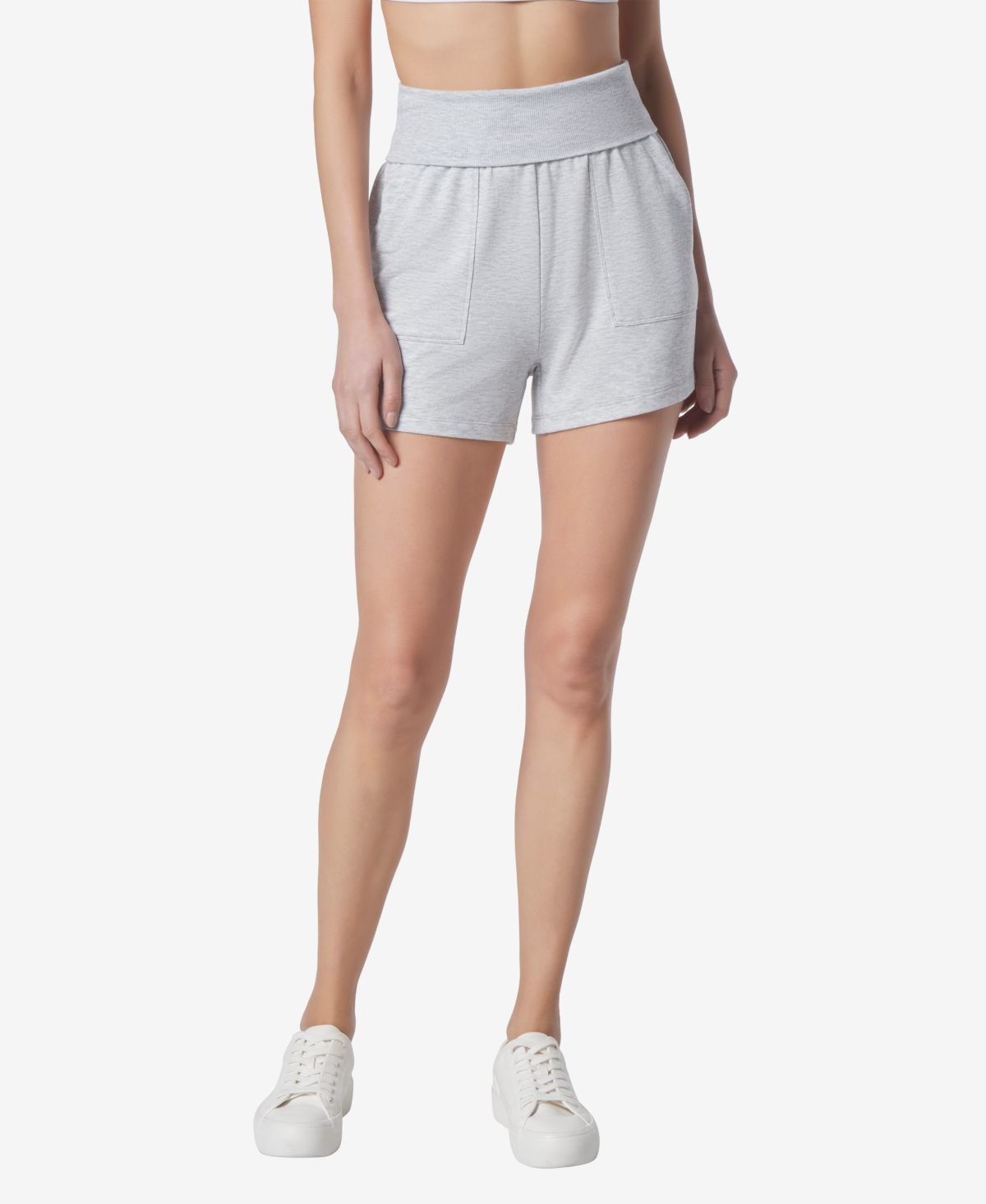 Marc New York Andrew Marc Sport Women's Fold Over Waistband Lounge Relaxed Fit Shorts In Vapor Heather