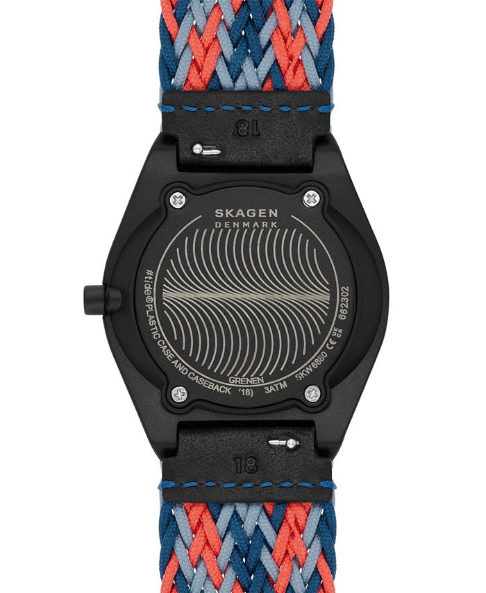 Skagen Men's Three-Hand Quartz Samso Series Multicolor Recycled Nylon ...