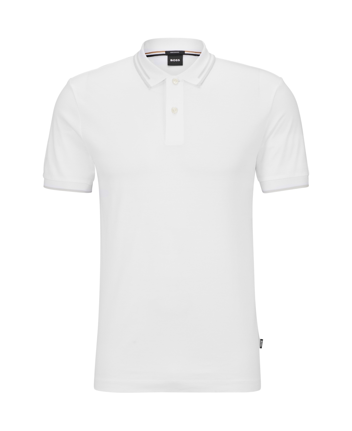 Shop Hugo Boss Boss By  Men's Slim-fit Jacquard Striped Polo Shirt In White