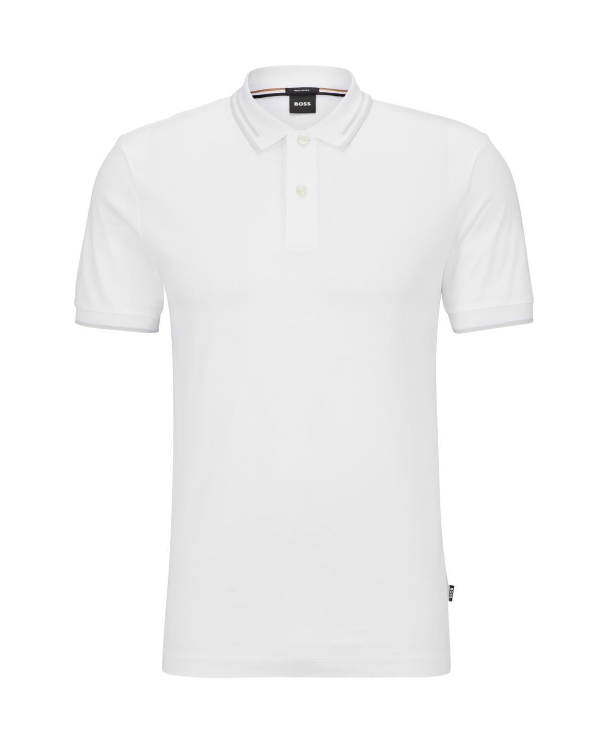 Hugo Boss Boss By  Men's Slim-fit Jacquard Striped Polo Shirt In White