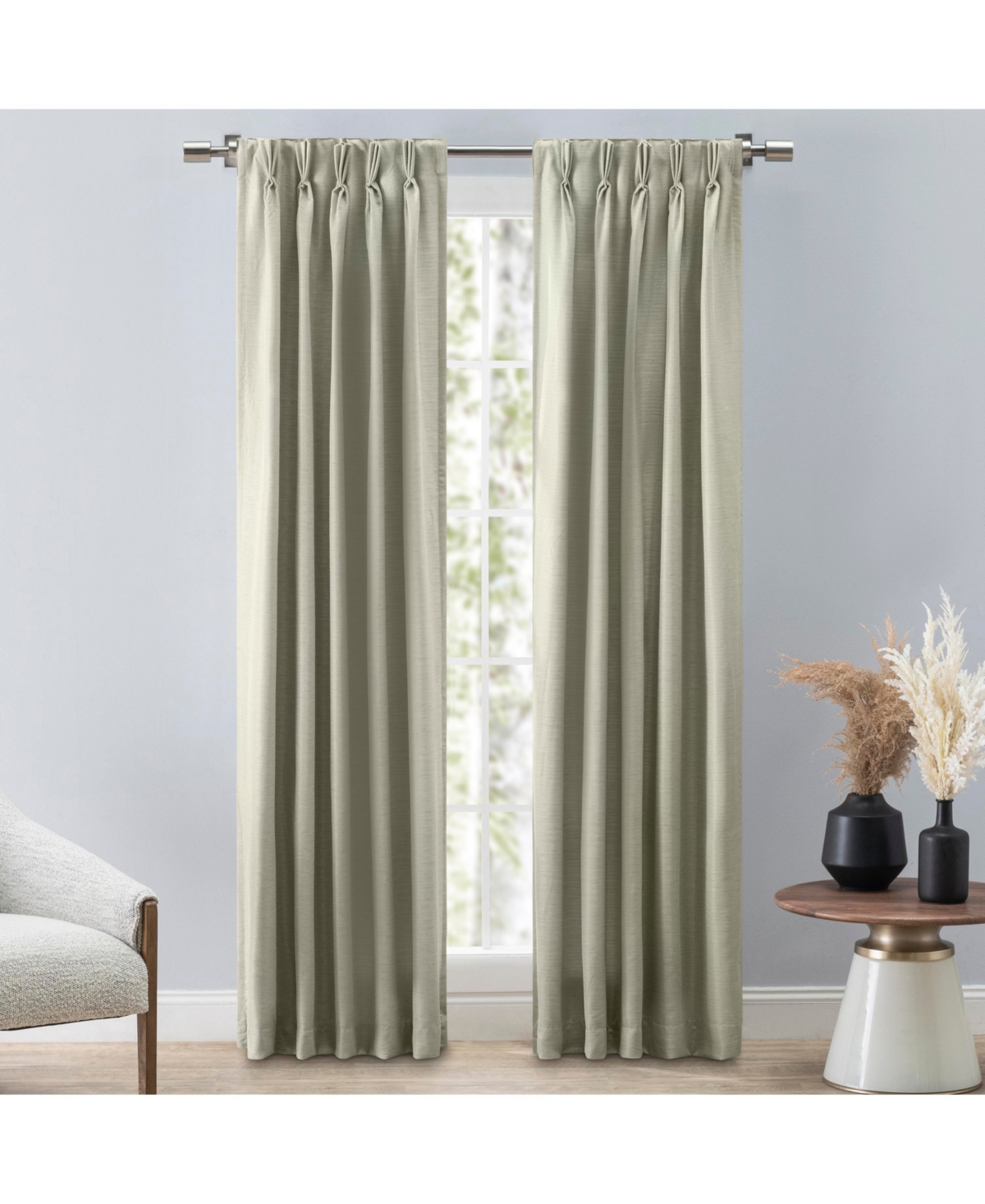 Ricardo Grasscloth 2/Way Pinch Pleated w/Back Tabs Pair 50