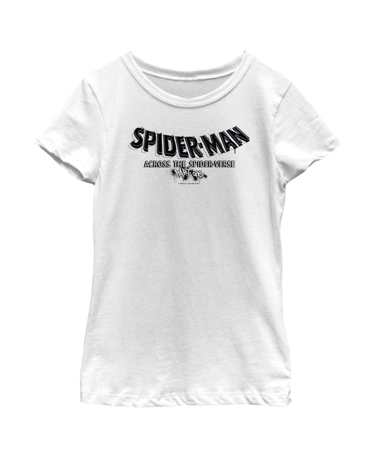 Marvel Girl's Spider-man: Across The Spider-verse Movie Logo Black Child T-shirt In White