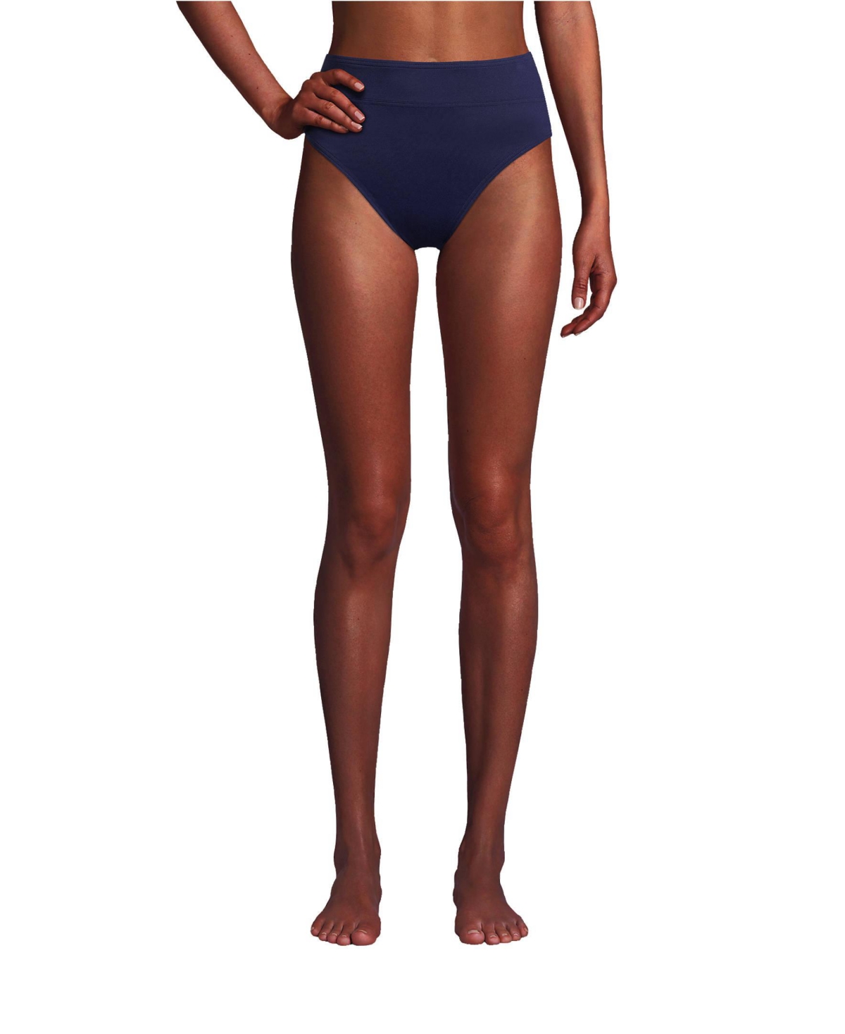 Lands' End Women's Chlorine Resistant High Leg High Waisted Bikini Swim Bottoms