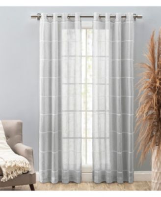 Horizon Stripe Textured Semi-Sheer Grommet Curtain Panel 55"W x 84"L