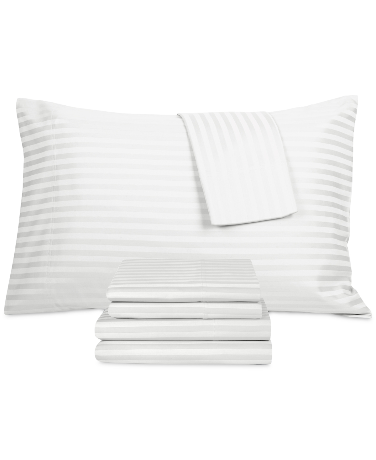 Shop Fairfield Square Collection Brookline 1400 Thread Count 6 Pc. Sheet Set, King, Created For Macy's In White Stripe