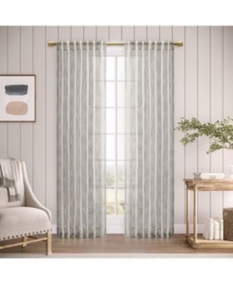 Sheer Leaf Rod Pocket With Back Tab Curtain Panel 52"W x 63"L