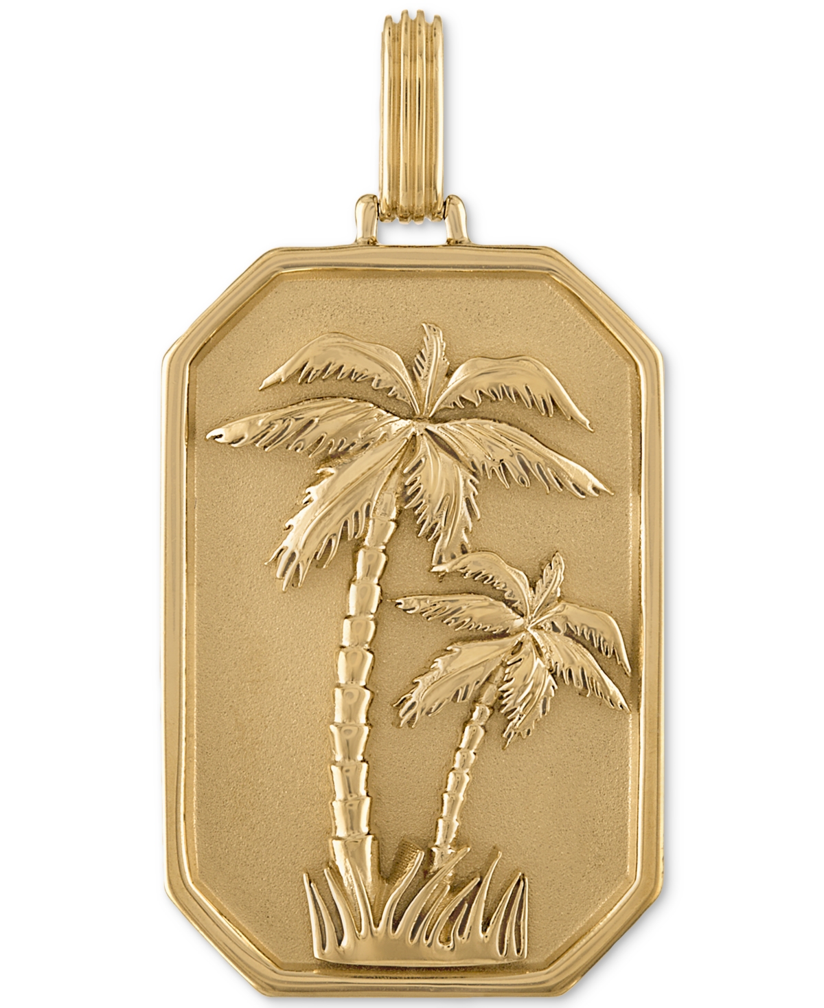 Esquire Men's Jewelry Palm Tree Dog Tag Pendant In 14k Gold-plated Sterling Silver, Created For Macy's In Gold Over Silver