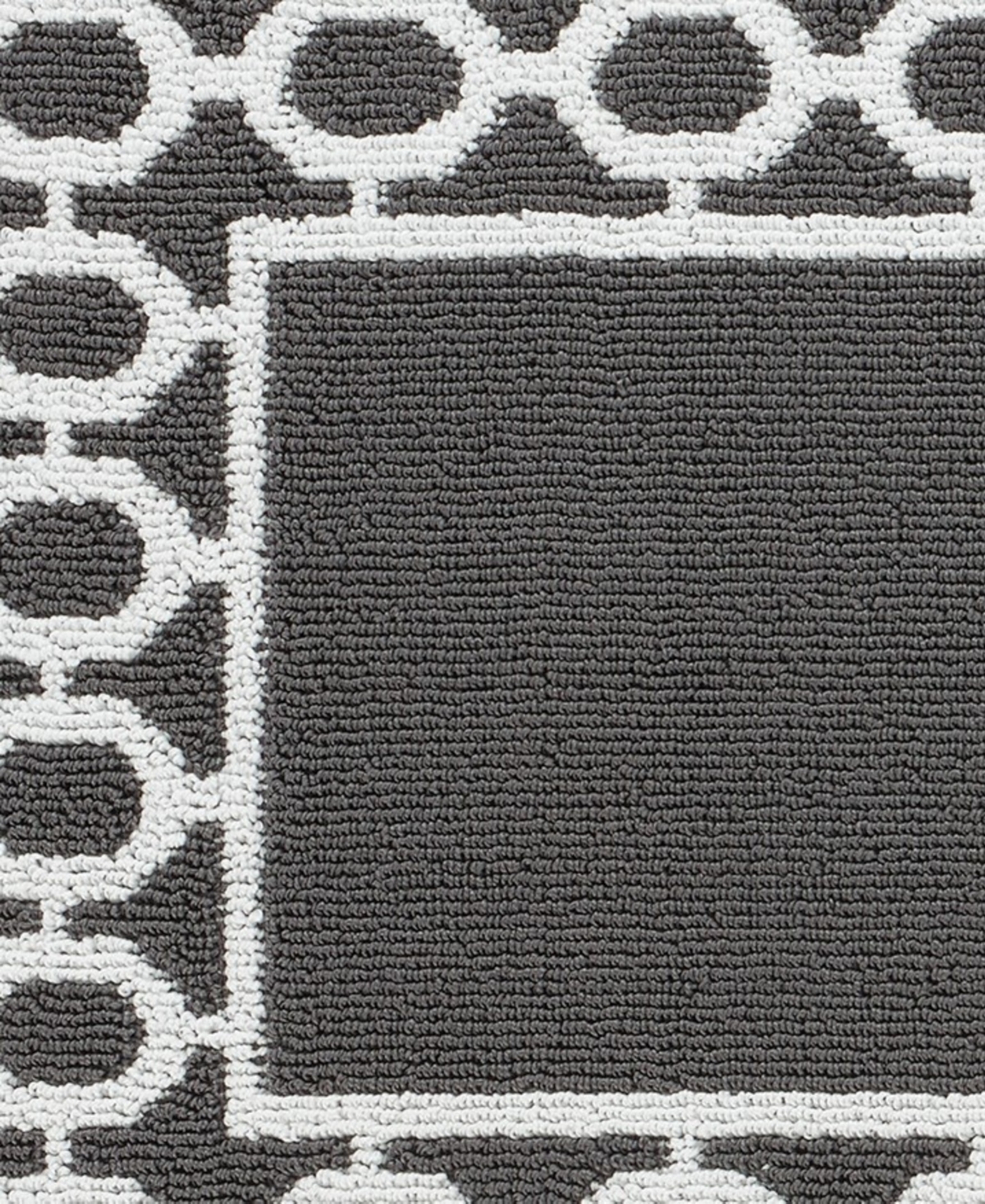 Jean Pierre Christine Trellis Border Tufted Runner Rug, - Dark Gray and White