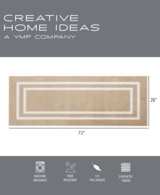 Double Line Border Tufted - Machine Washable Runner Rug, 26" x 72"