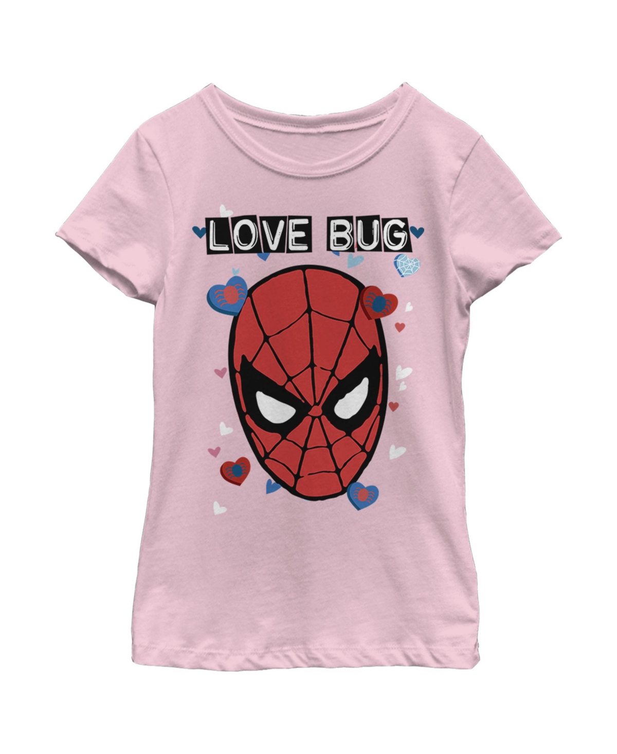 Marvel Girl's  Spider-man Candy Heart Love Bug Child T-shirt In Light Pink