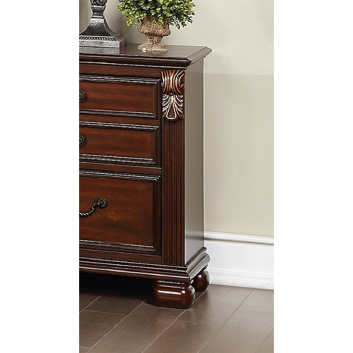 Streamdale Furniture Bedroom Furniture Traditional Look Unique Wooden Nightstand Drawers Bedside Table Cherry