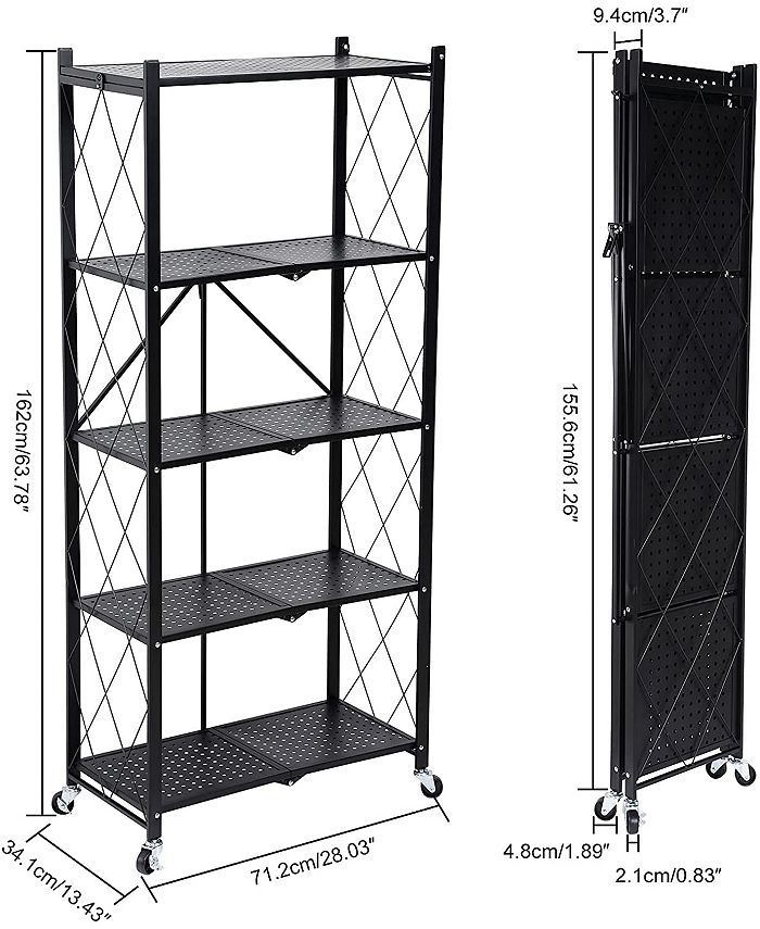Simplie Fun Healthsmart 5-Tier Heavy Duty Foldable Metal Rack Storage ...
