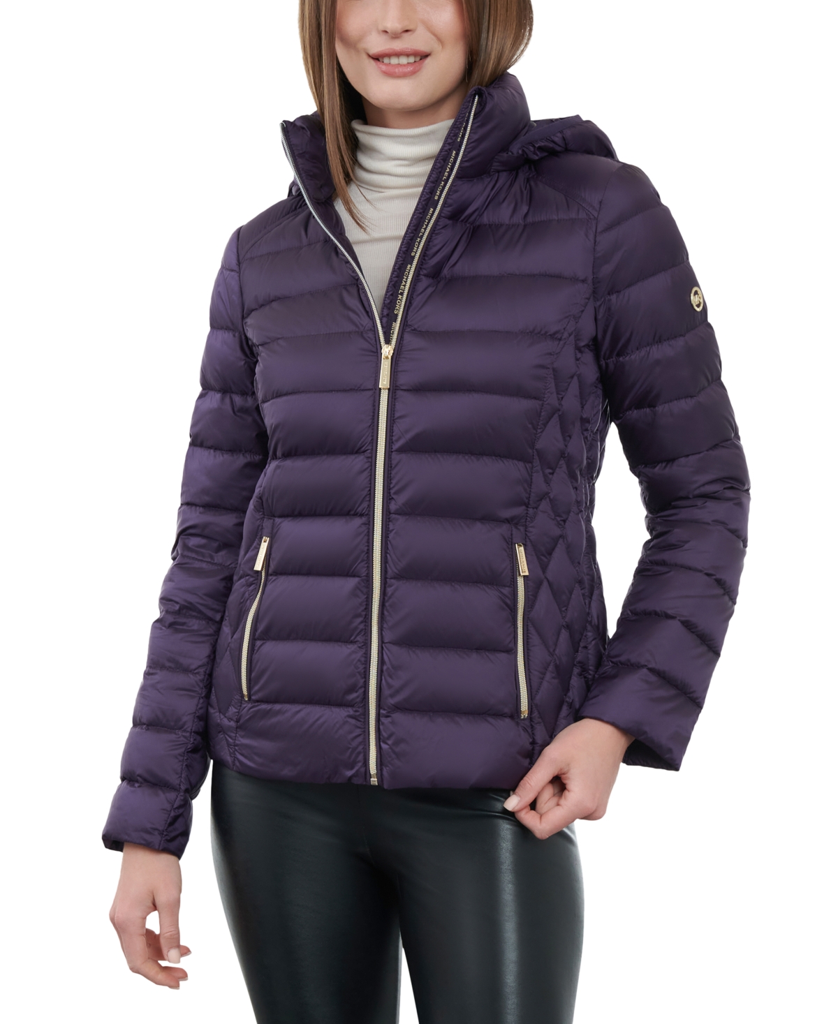 Michael Kors Michael  Women's Hooded Packable Down Puffer Coat, Created For Macy's In Dark Iris