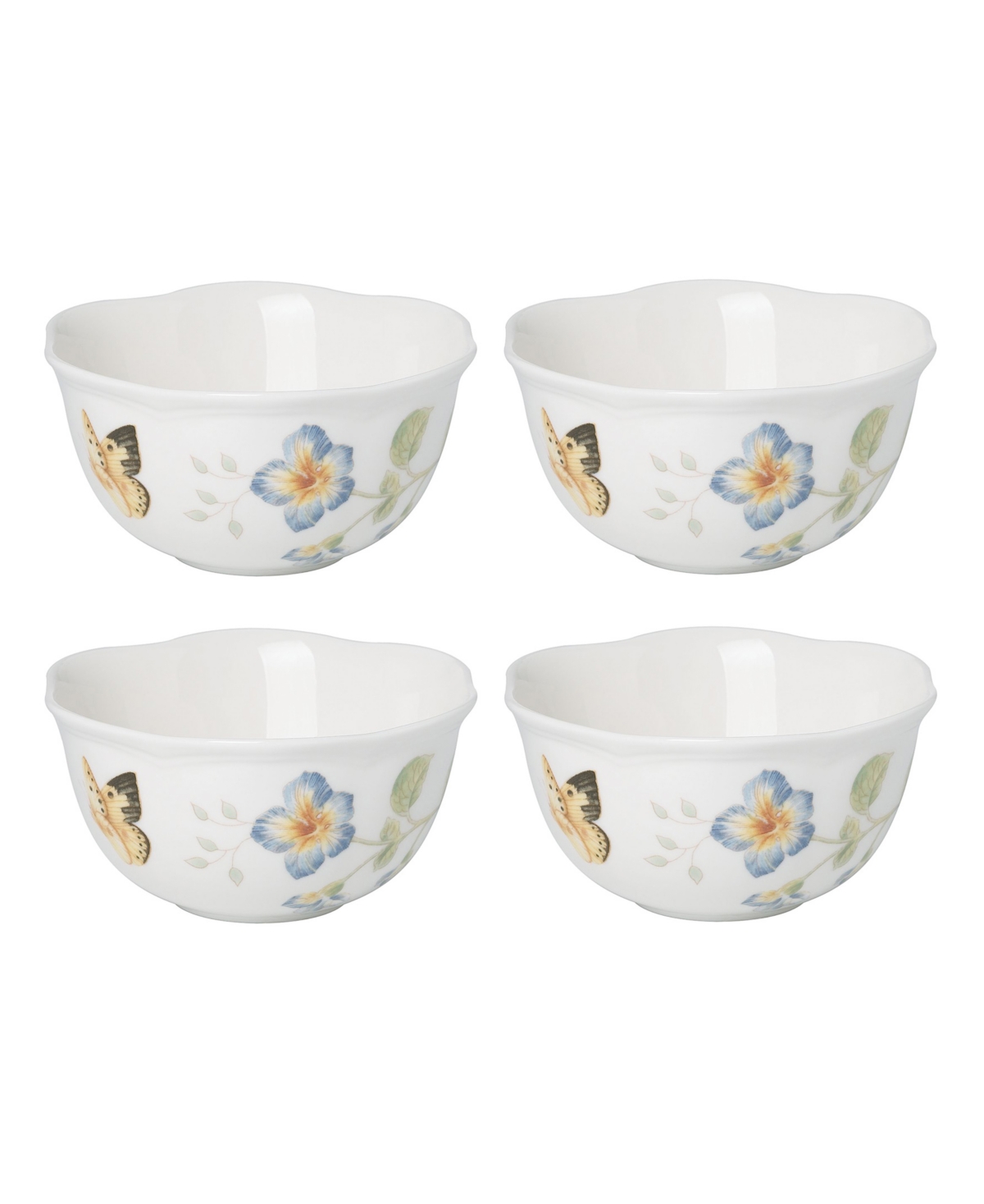 Lenox Butterfly Meadow 4-piece Dessert Bowl Set In Multi And White